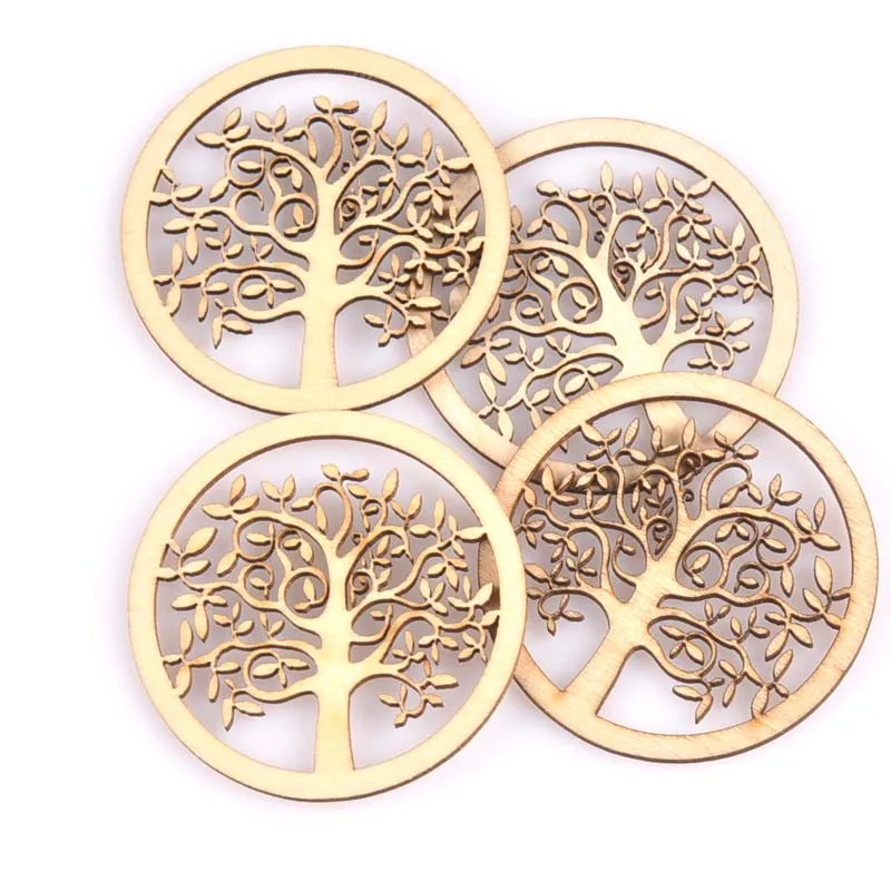 

40pcs 49mm Round Tree Pattern Natural Color Wooden DIY Carft Handmade Scrapbookings Accessories Home Decoration M1689-40