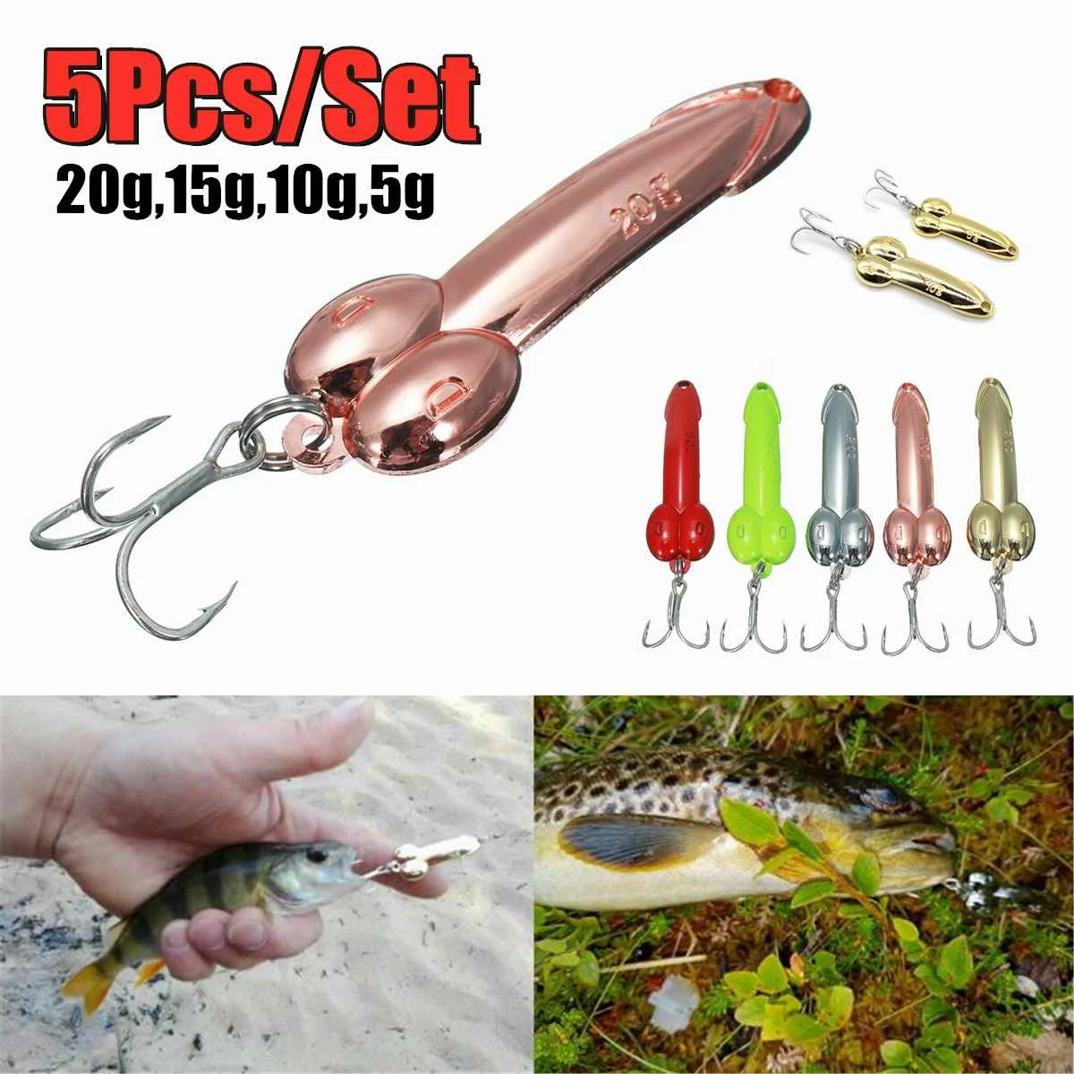 

5pcs Fishing Lure Kit Floating Lure Bait Pesca Jig Fishing Treble Hook Set With Fishing Tackle Box 20g 15g 10g 5g