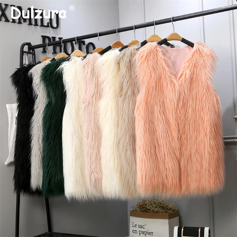 

Purple Long Faux Fur Vest Women 2018 Autumn Sleeveless Jacket Coat Colete Feminino 15 Colors Plus size 3XL Waistcoat Gilet Femme