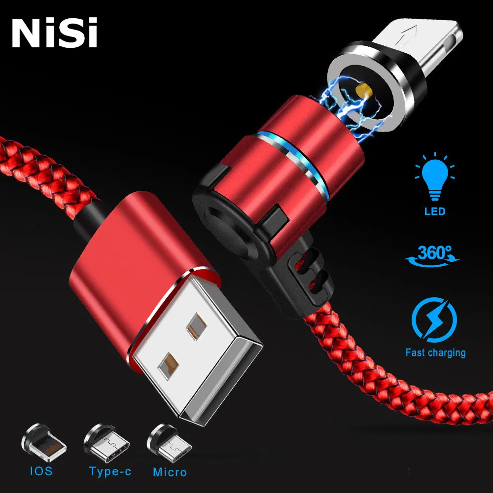 1 м (100 см) NiSi 90 градусов L модель USB Type C Магнитный кабель для iPhone Huawei Samsung IOS Micro