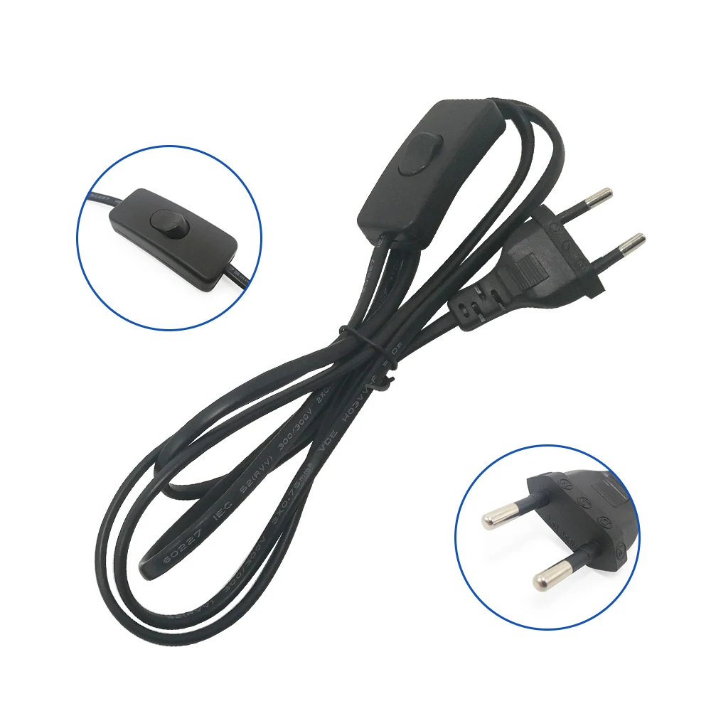 Dual-Color 1.8m AC Power Extension Cord with On/Off Switch and US Plug Adapter