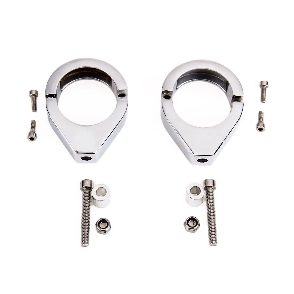 Harley Turn Signal Mount Bracket 41mm Fork Relocation Clamps Indicator Chrome 