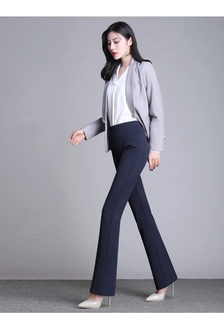SymorHouse хит офисный женский классический деловой костюм с высокой талией расклешенные брюки черные широкие брюки стрейч офисные женские рабочие брюки