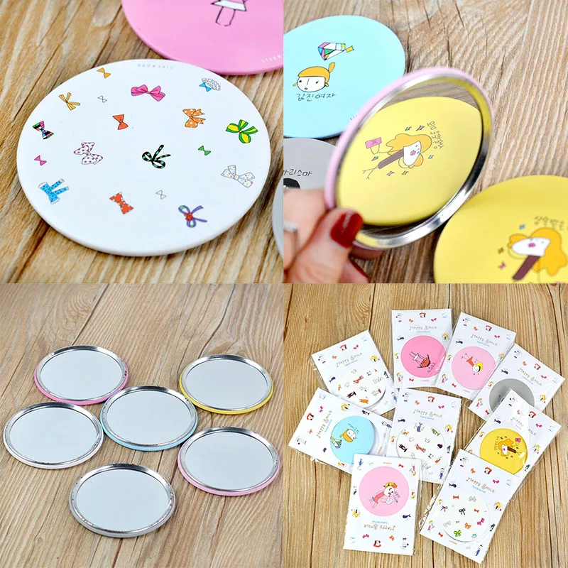 Korean cute Sweet Lovely Small Portable Woman Mirror Cosmetic Round