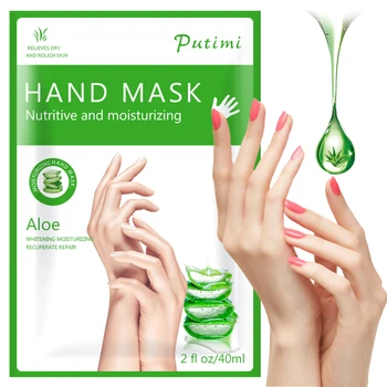 

3packs=6pcs Aloe Essence Whitening Nourishing Hand Mask Moisturizing Gloves Anti Wrinkle Smooth Spa Gloves Hands Cream Hand Care