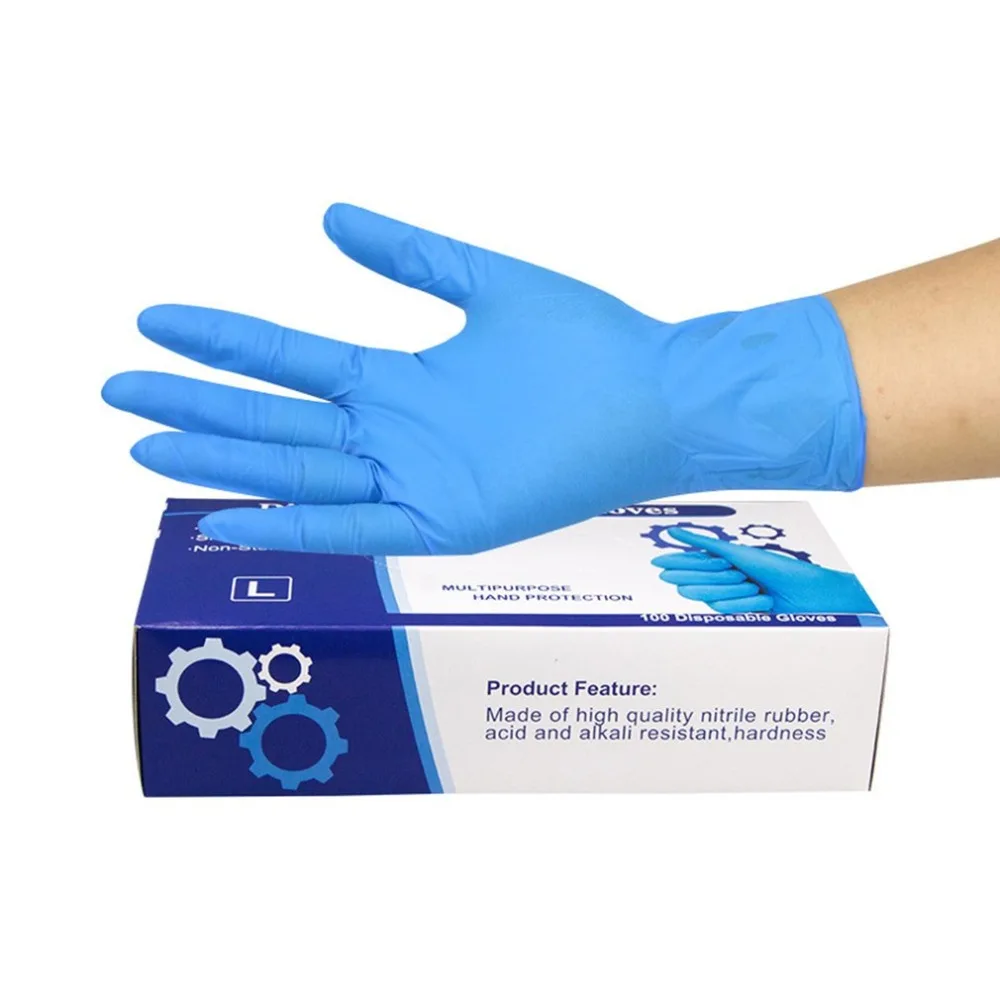 50 пар синие нитриловые одноразовые перчатки износостойкие химические .
