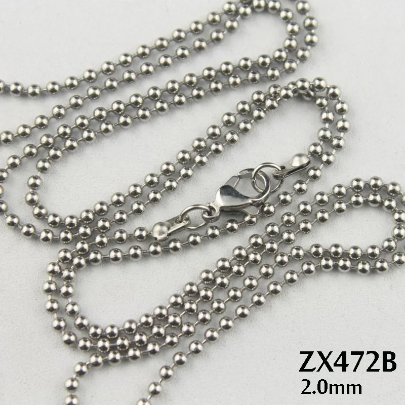 Lobster 2.0MM Silver Bead 200 Silver Chain