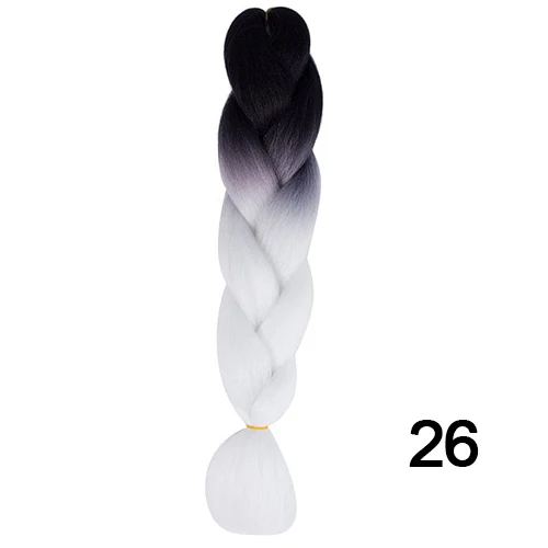 Шелковистые пряди, 24 дюйма, 100 г, Омбре, синтетические плетеные волосы для наращивания, для вязания крючком, косички, огромные косички, два тона, Омбре, цвет - Цвет: 26