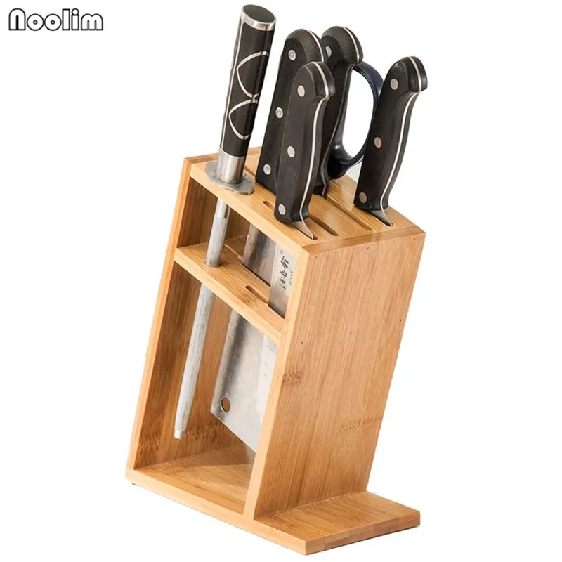NOOLIM бамбуковый Держатель ножей для кухонного бара, многоцелевой блок ножей, товары для дома, кухонные принадлежности, инструменты, полка, подставка для ножей