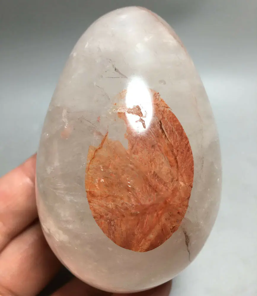 

343g NATURAL RED Ghost QUARTZ CRYSTAL EGG HEAING Madagascar wedding souvenirs