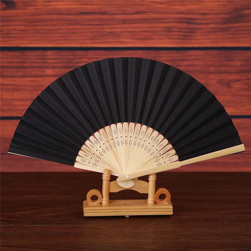 1pc New Hand fan Pattern Folding Dance Wedding Party Lace Silk Hand Held Solid Color Fan folding Decorative fan #3d05 (6)