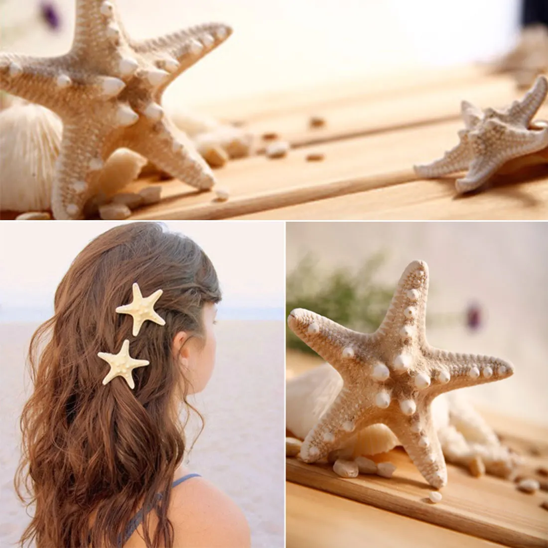 2018 New Handmade Hair Clips Huge Pretty Natural Starfish Star Hairpin