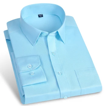 

Men's Standard-fit Solid Basic Dress Shirts for Work Office Wear Soft Comfortable Formal Business Easy Care Male Tops Shirt