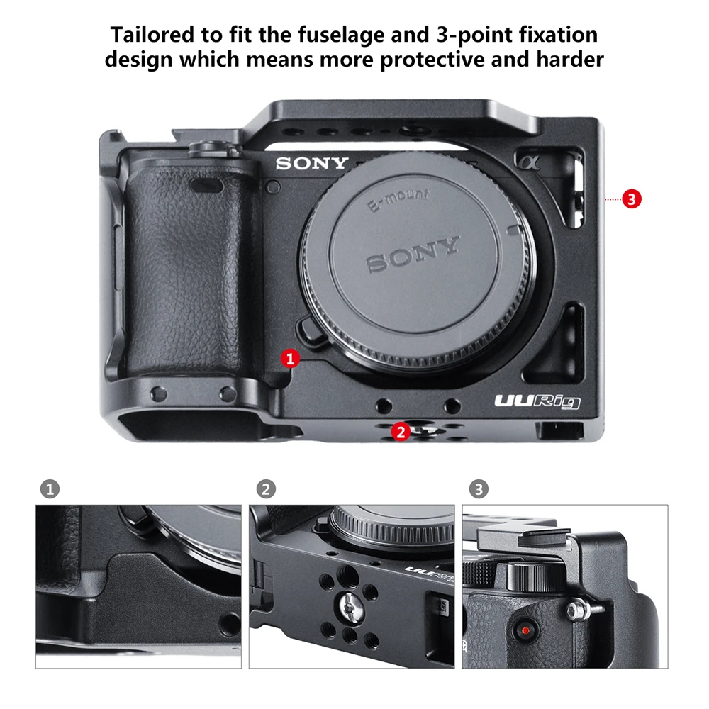 Металлическая клетка UURig для камеры Sony A6400 A6300 A6100 с креплением на Холодный башмак