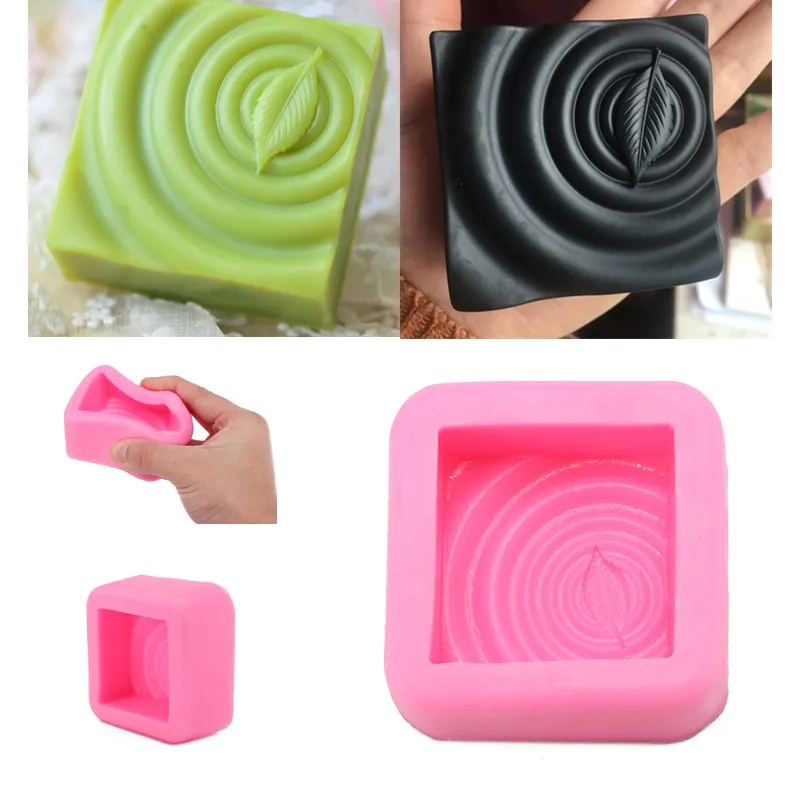 1pc 3D Square Shape Design Hand Made DIY Silicone Mold Soap Candle Muffin Baking Leaf Shaped Molds Fondant Cake Decorating Tools