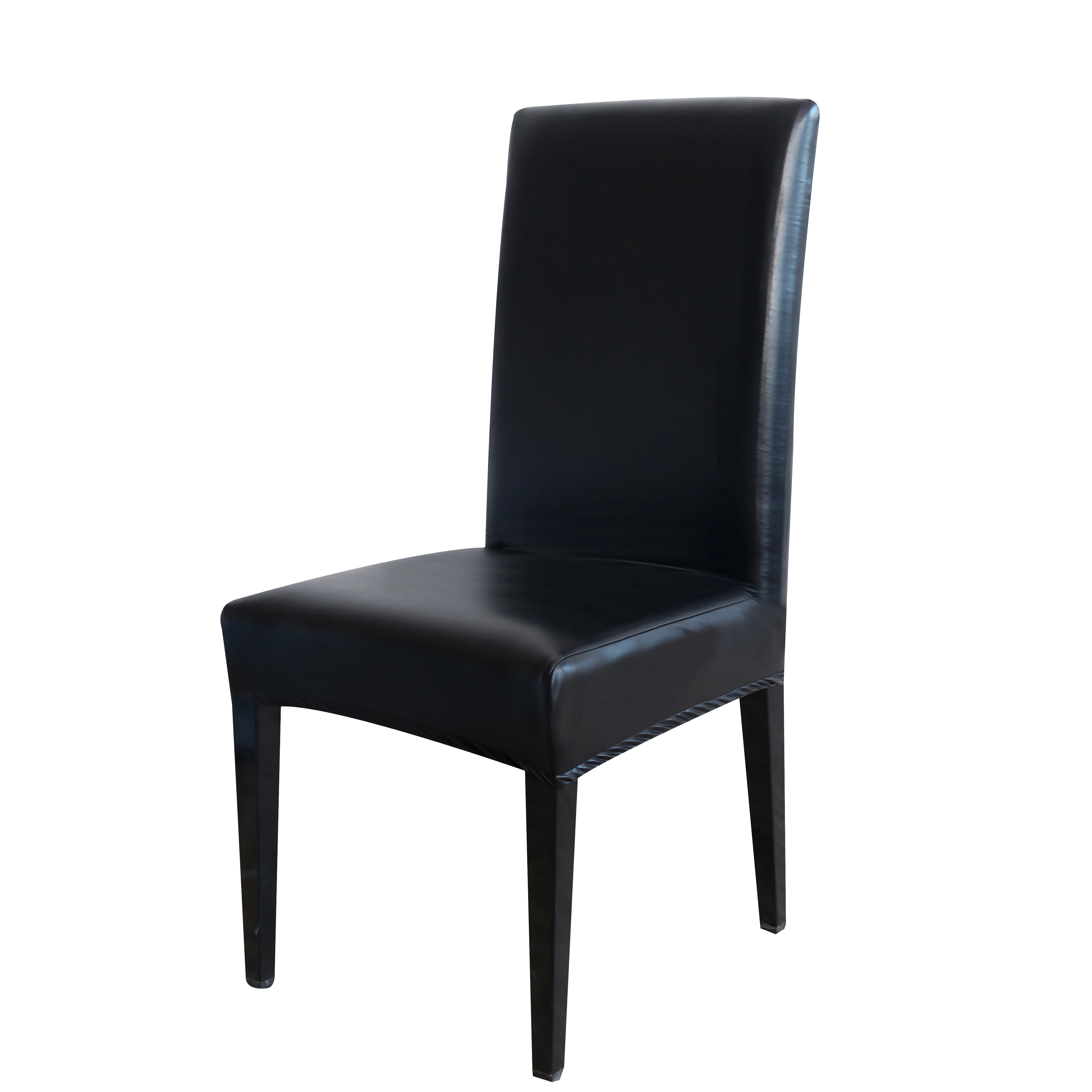 Стул из ПУ кожи Покрытие чистого цвета чехлы для стульев водонепроницаемый столовый набор чехлы для стульев гостиничные банкетные чехлы протектор стула CoverD30 - Цвет: Черный