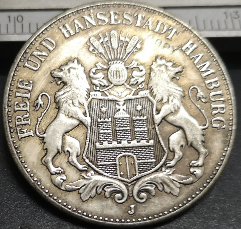 

1912 Free Hanseatic city of Hamburg 3 Mark Silver Plated Copy Coin