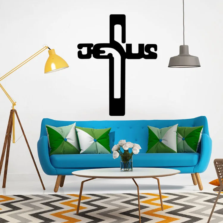Jesus Quote Wall Sticker Christian Cross Vinyl Decal Home Decor Living Room 354in Wall Stickers