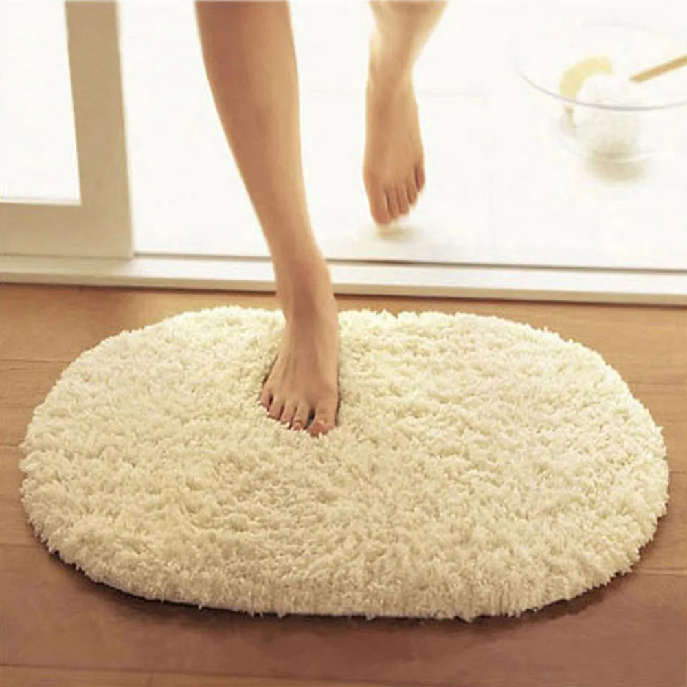 

Bath Mats Coral Velvet Fabric Memory Foam Bath Mats Bathroom Horizontal Stripes Rug Non-slip Mats