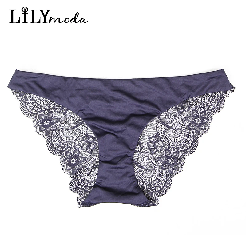 

Summer Women Soft Elastic Underwear Romantic Floral Lace Back Female Seamless Panties Low Waist Sexy Ladies Lingerie Briefs