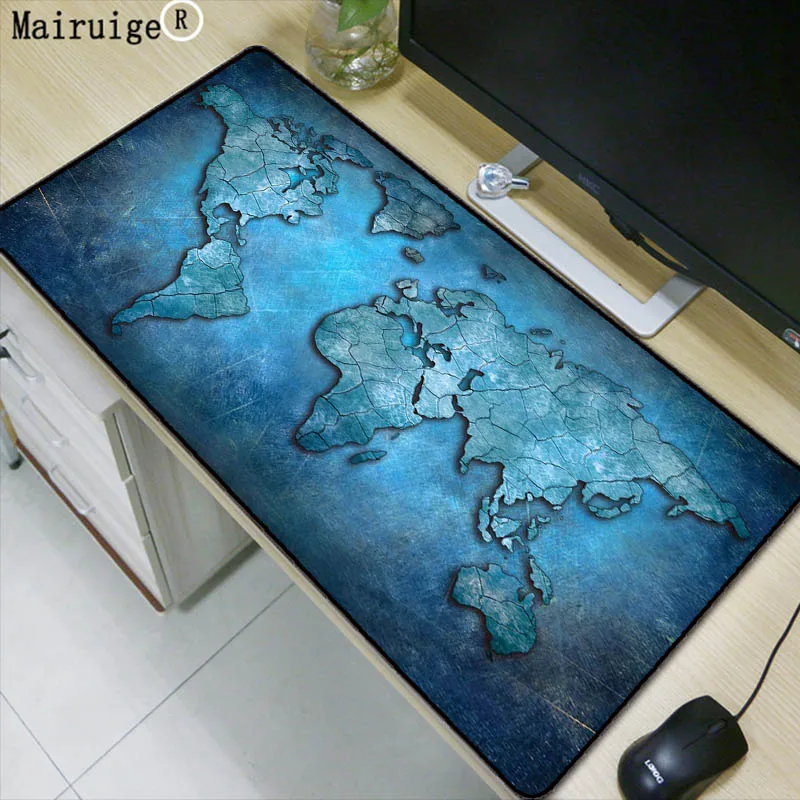 

Mairuige World Map Gaming Mouse Pad with Stitched Edges Non-Slip Rubber XXL Locking Edge Mousepad Computer PC Keyboard 900*400mm