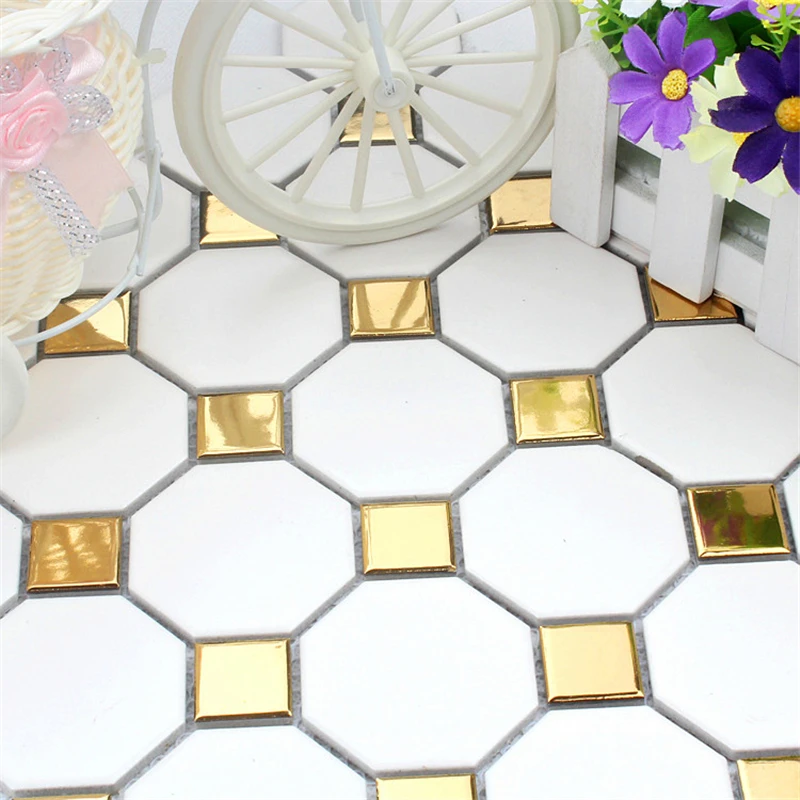 Глянцевая золотистая матовая белая керамическая мозаика, ванная кухня Санузел противоскользящая напольная плитка настенная плитка, внешняя декоративная плитка