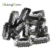 20 шт. 32 мм удлинители волос защелкивающиеся металлические зажимы с силиконовой u-образной защелкивающиеся зажимы для уток плетения парик аксессуары