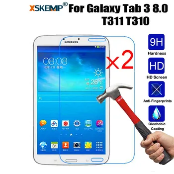 

XSKEMP 2Pcs/Lot Tempered Glass Tablet Screen Protector For Samsung Galaxy Tab 3 8.0" SM-T310 T311 T315 9H Hard Protective Film