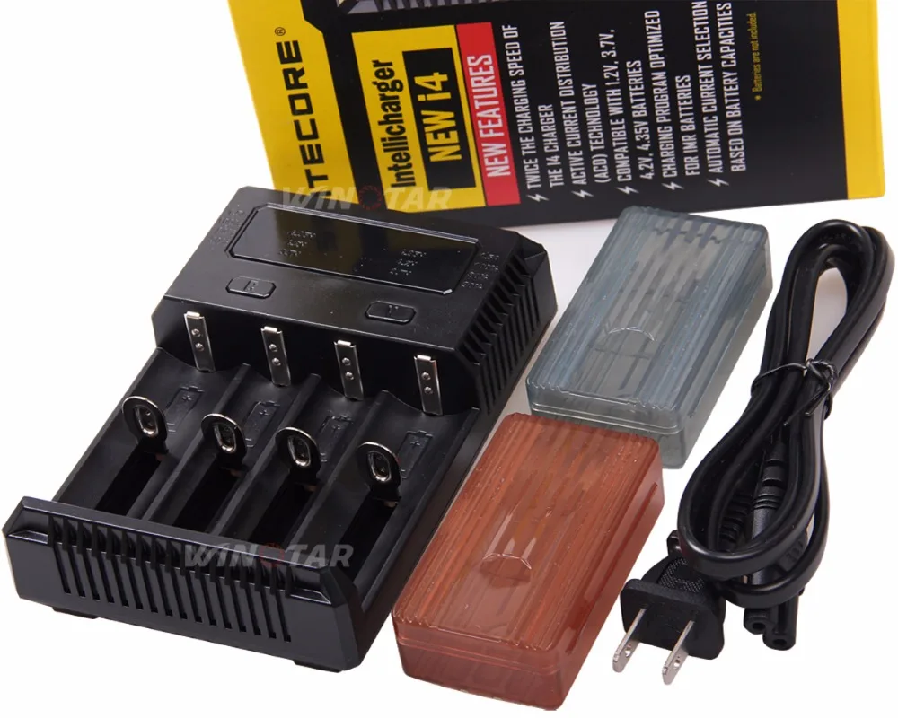 Original Nitecore I4 Battery Charger 18650 14500 16340 26650 LCD Li-ion Charger 12V Input Charing for A AA AAA Batteries Original Nitecore I4 Battery Charger 18650 14500 16340 26650 LCD Li-ion Charger 12V Input Charing for A AA AAA Batteries