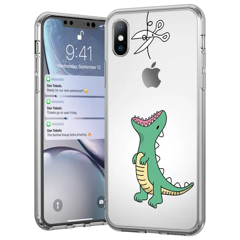 Чехол Ottwn для iPhone X, чехол для iPhone 6, 6s, 7, 8 Plus, XR, XS Max, 5, 5S, SE, 11Pro, Max, забавное животное, динозавр, мягкий чехол для телефона, прозрачный чехол - Цвет: 4211