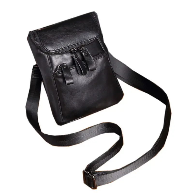 

Genuine Waist Fashion Bag men Bag Fanny Leather Hook Belt Bag Messenger New Purse Shoulder