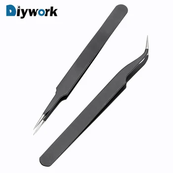 

DIYWORK ESD-14 ESD-15 Anti-static Curved Straight Tip Forceps Precision Soldering Tweezers Set Electronic ESD Tweezers Tool