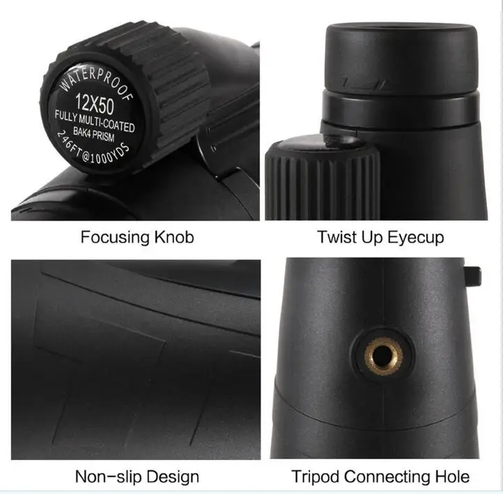 Eyeskey 12x50 أحادي للماء تلسكوب مناظير للصيد أحادي Telescopio مع BaK4 بريزم البصريات عالية مرات