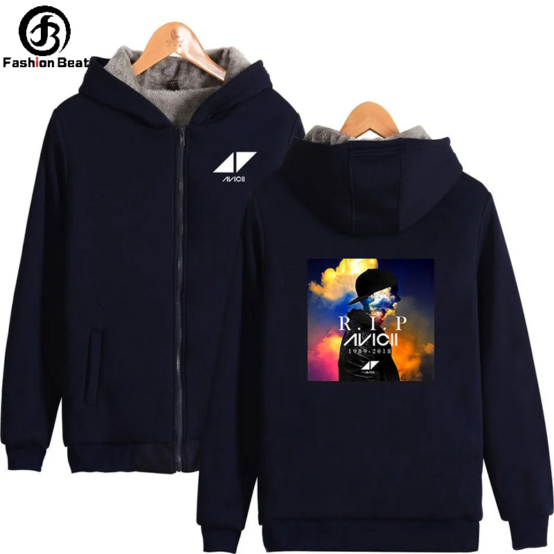 

Avicii Hoodie Rock Pop Music DJ Hoodies Man Warm Jacket Thick Winter Soft Hoody Polyester Zipper Clothing Plus Size Male Clothes