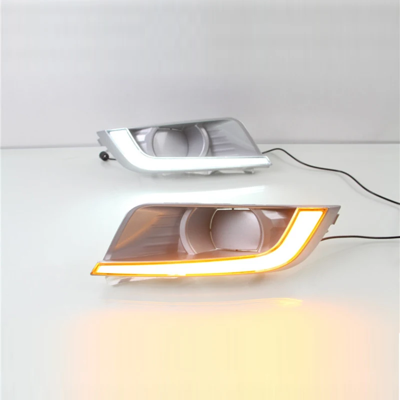 

New Car daytime running light kit for ford ranger 2015-16, white light, yellow turn signal, Round hole ,super bright 12V