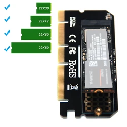 Adaptateur M.2 SSD vers PCIE 3.0x16, avec Interface LED, carte de support PCI Express 3.0x4 pour NVMe 2230 – 2280 