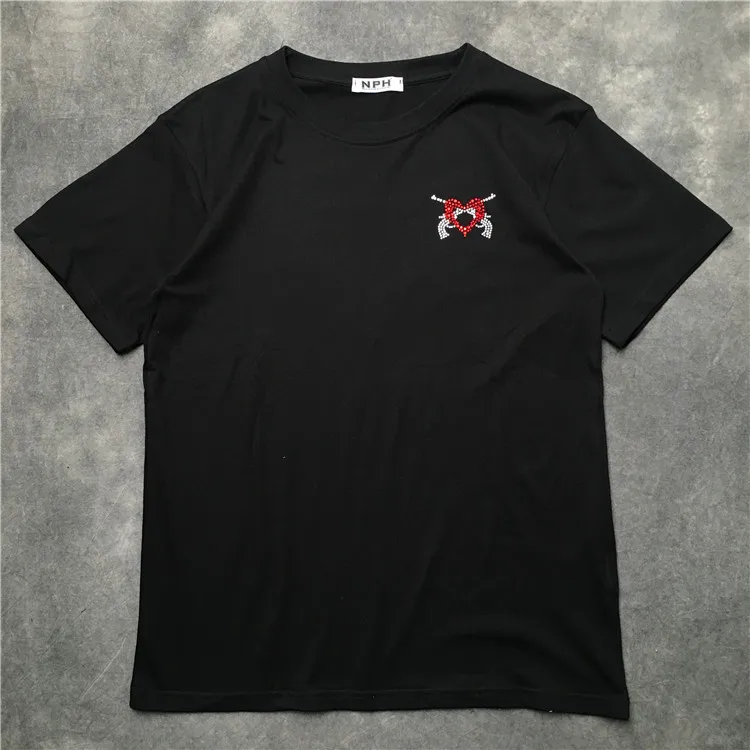 

New luxury Men mastermind Diamond heart revolver T Shirts T-Shirt Hip Hop Skateboard Parkour Street Cotton T-Shirts Tee Top C58