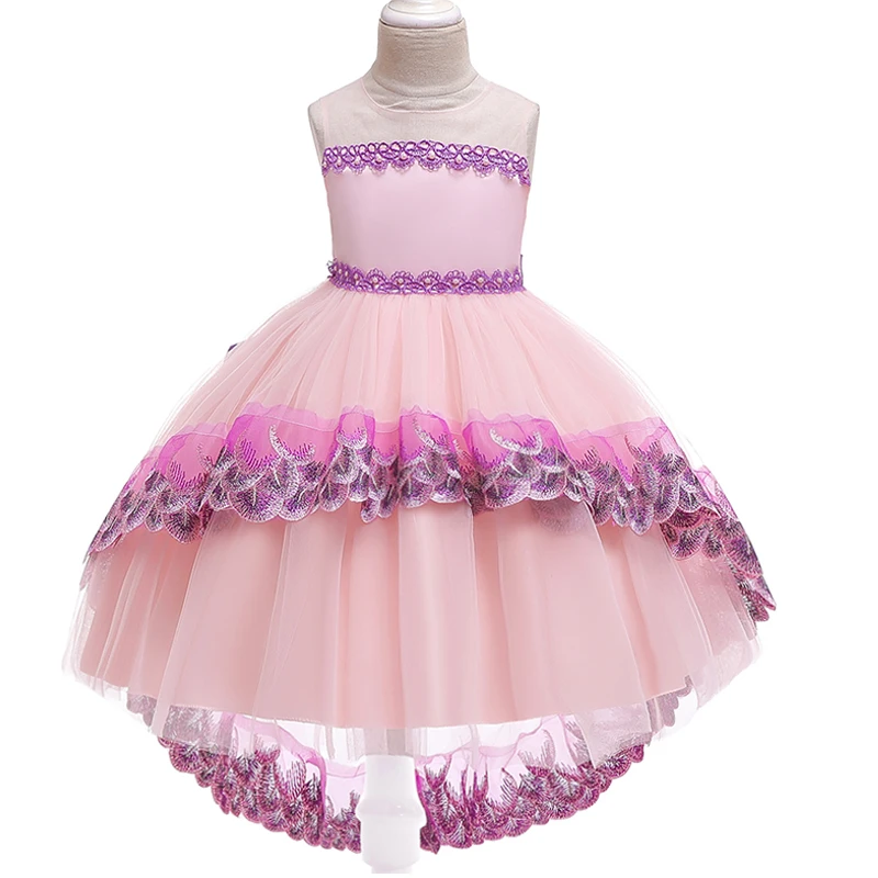 

2019 Embroidery Trailing Dress For Girls Clothes Tutu Birthday Kids Dresses Party Wedding Girl Princess Dress Girl 3-10 Years