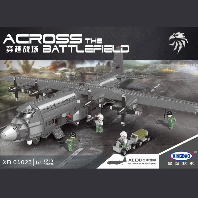 

XINGBAO 06023 1713PCS Military Series The AC130 Aerial Gunboat Set Building Blocks Bricks Plane Model Kid Toys As Christmas Gift