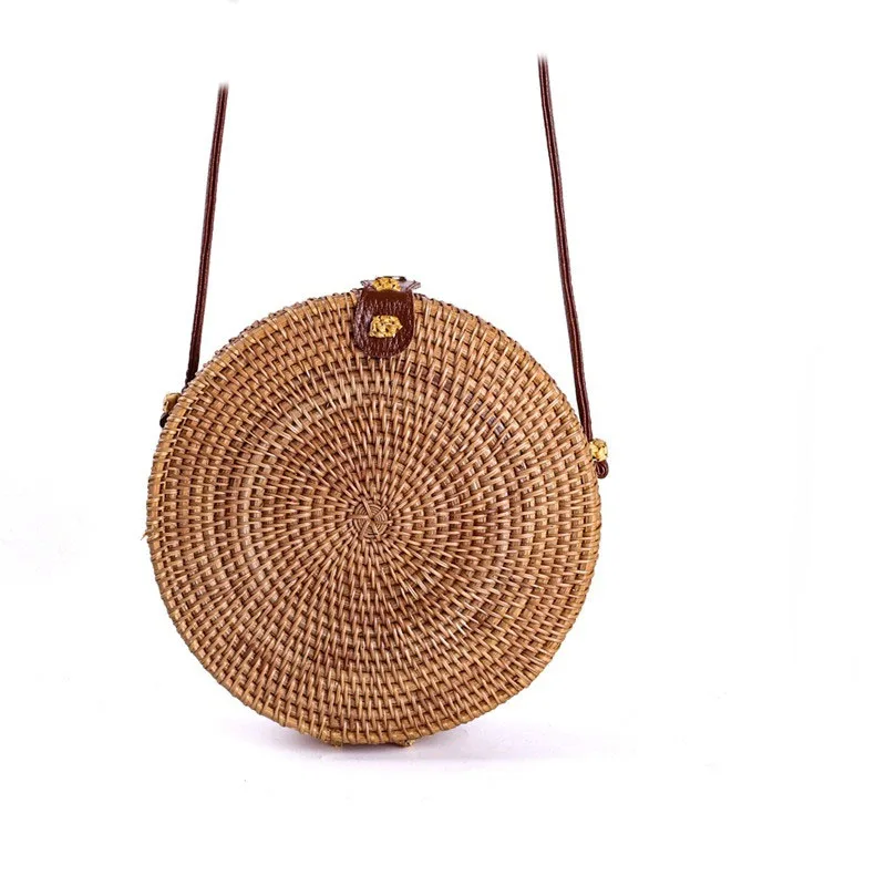 

Circle Rattan bag shoulder Beach Bag Round Woven Straw Bag Women Boho Bali Handbags Summer 2019 Handmade Crossbody drop shipping