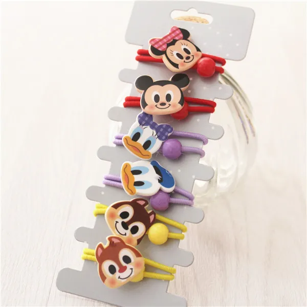 

6 PCS New Lovely Cartoon Mouse Duck Elastic Hair Bands Baby Headwear Girls Hair Accessories Tie Hair Ropes Children Headdress