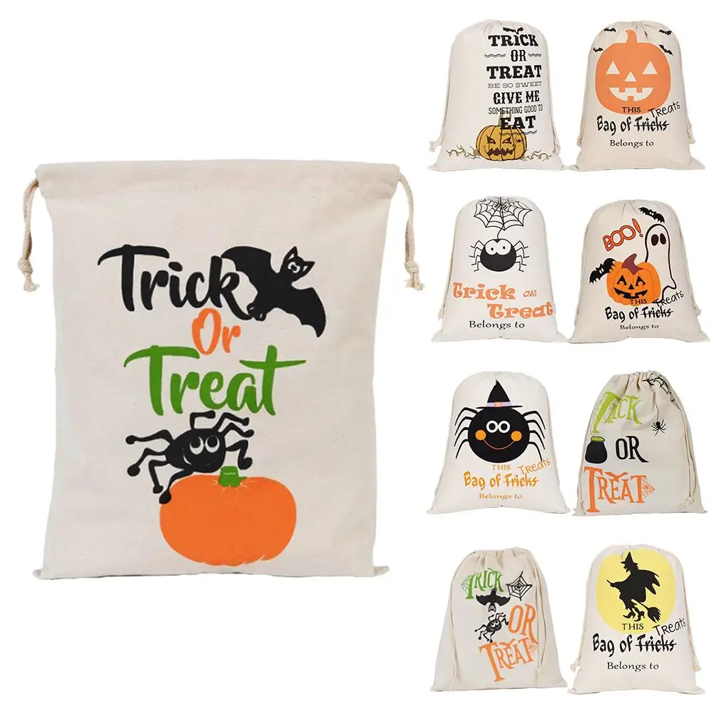 

Halloween Trick Or Treat Bags Cartoon Pumpkin Spider Witch Decor Halloween Sacks Canvas For Kids Halloween Candy Buckets Bag