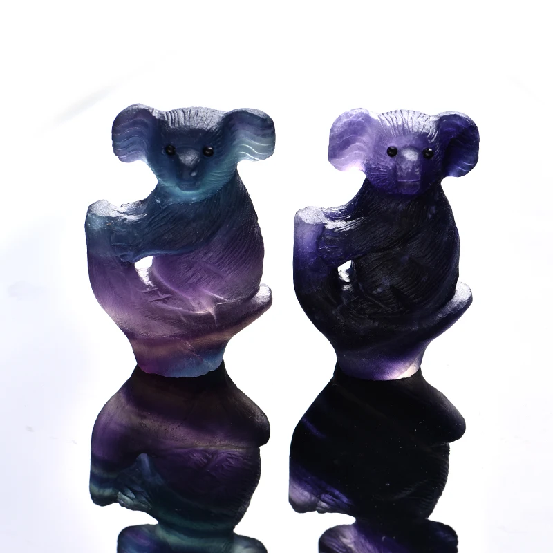

1PC natural fluorite koala bear crystal mineral jewelry auspicious happiness home decoration study room decoration DIY gift