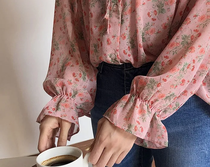 Для женщин рубашки Kawaii для девочек Ulzzang цветочный кружевной воротник