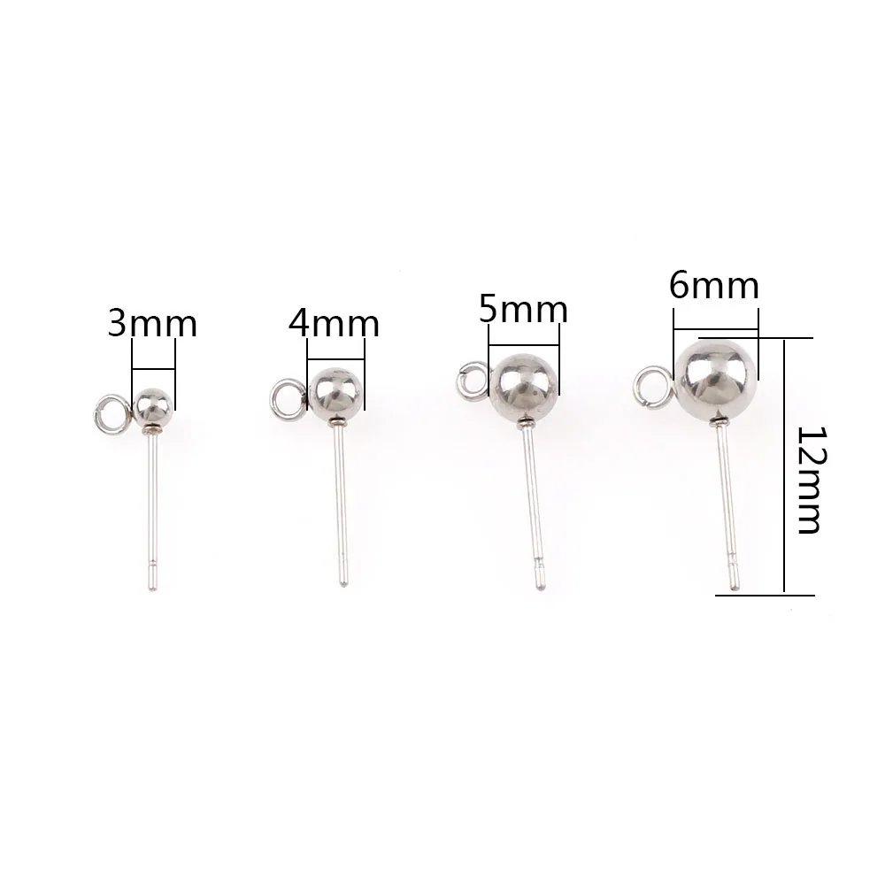 10pcs Stainless Steel Ball Stud Earring Pins Band loop Ear Base 3 10pcs Stainless Steel Ball Stud Earring Pins Band loop Ear Base 3