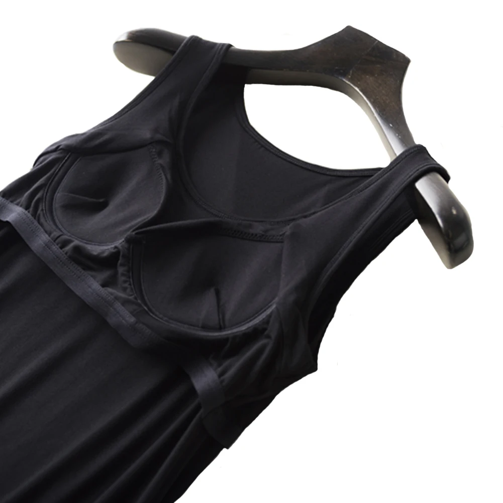 Women's Sleeveless Modal Nightgown with Built-in Shelf Bra – Solid Chemise Lounge Nightdress for Home, Sleepwear, and Comfort image 5
