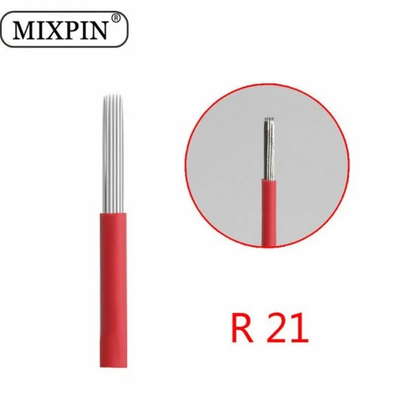 

10pcs 21R Microblading Needle Round Needles 3D Eyebrow Embroidery 21 R pins Fog Round Needle Permanent Makeup Eyebrow Tattoo Gun