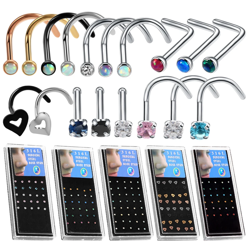 Черные серьги для носа Daith Gem пирсинг из стали 40 шт./кор. розового золота Модные