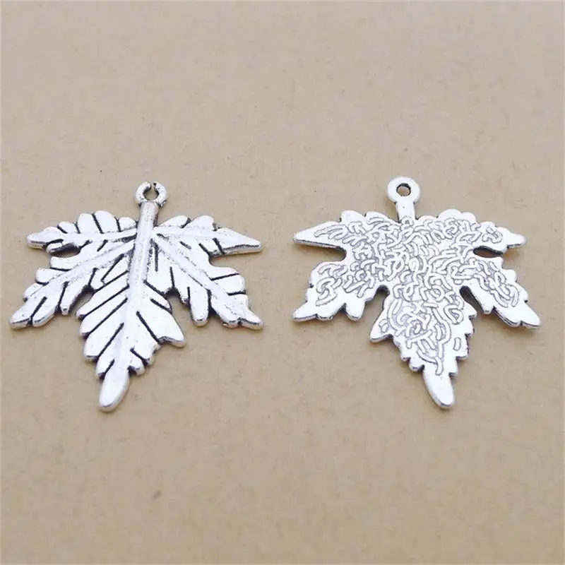 

BULK 30pcs Lots Zinc Alloy DIY Metal Antique Silver Plated Maple Leaf Charms Pendants for Necklace Making 27*28mm 2.7g