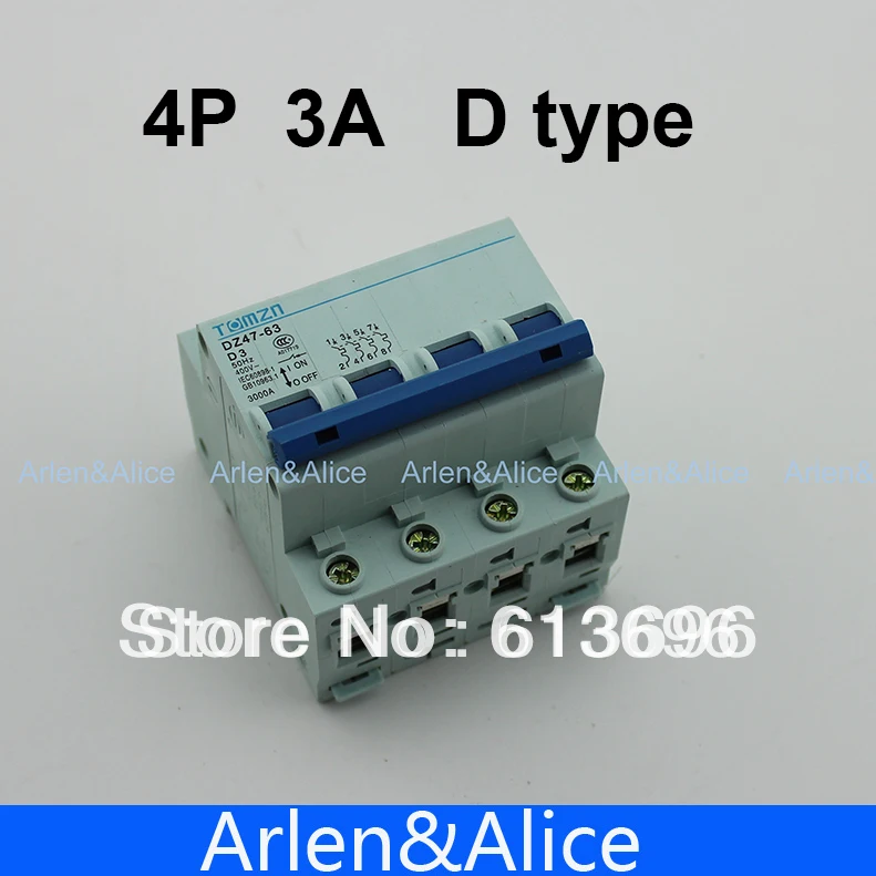 

4P 3A D type 240V/415V Circuit breaker MCB 4 POLES